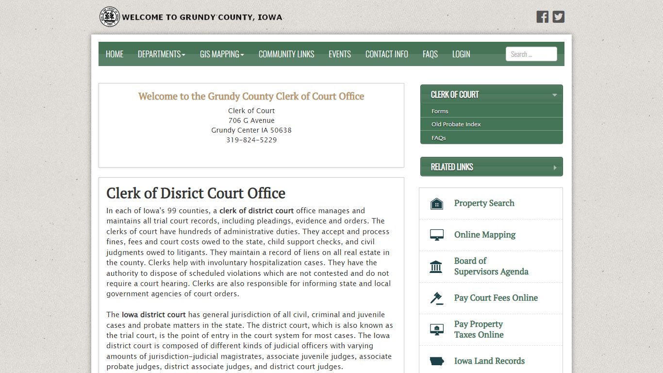 Clerk of Court - Grundy County, Iowa